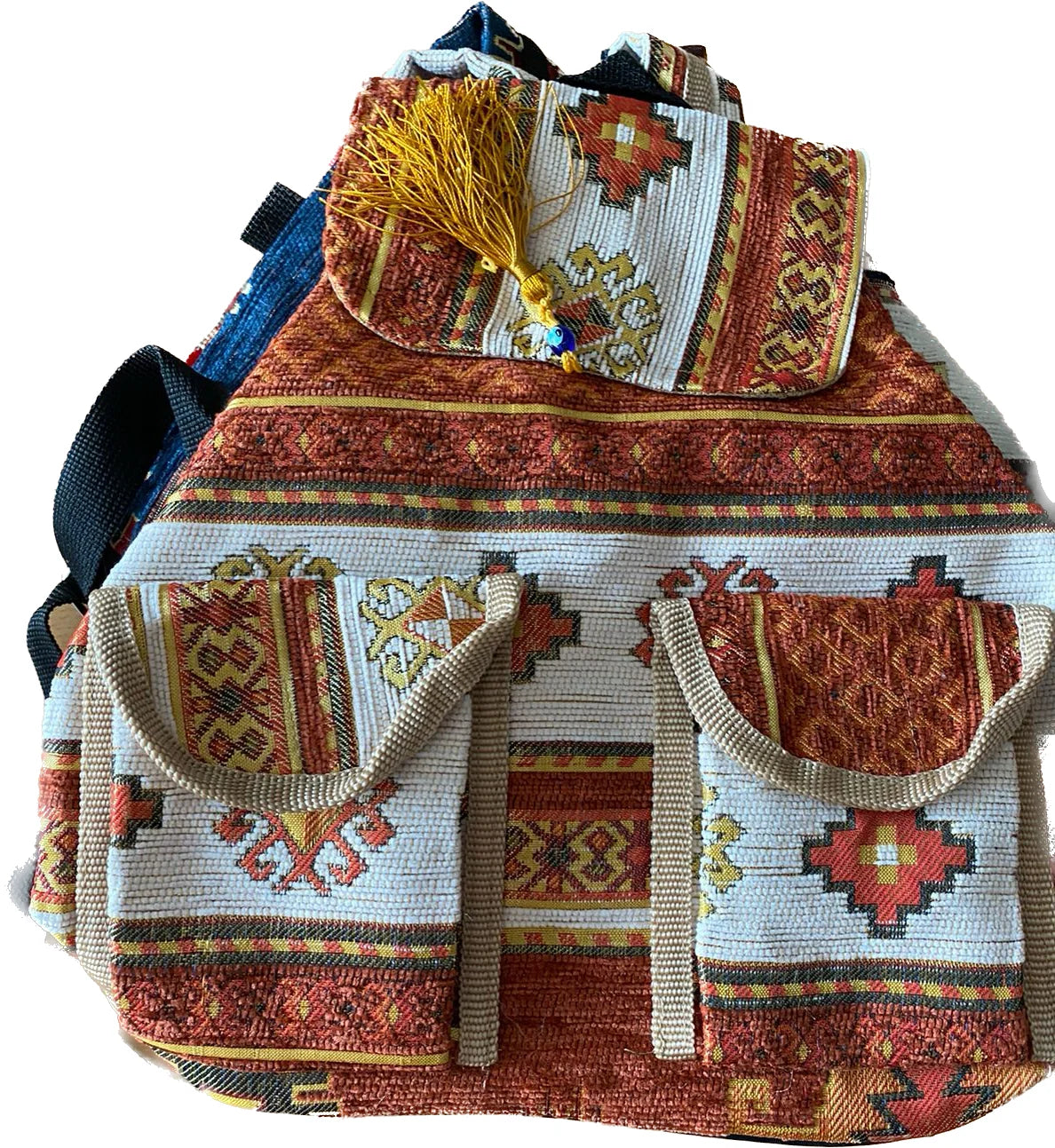Kilim Fabric Traditional Design Eco- Friendly Handwoven Women's Mini Backpack