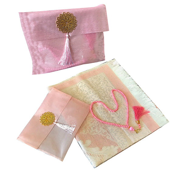 Mihrab Taffeta Ottoman Prayer Mat with Gift Bag and Tasbih