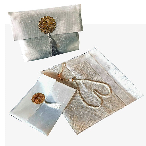 Mihrab Taffeta Ottoman Prayer Mat with Gift Bag and Tasbih
