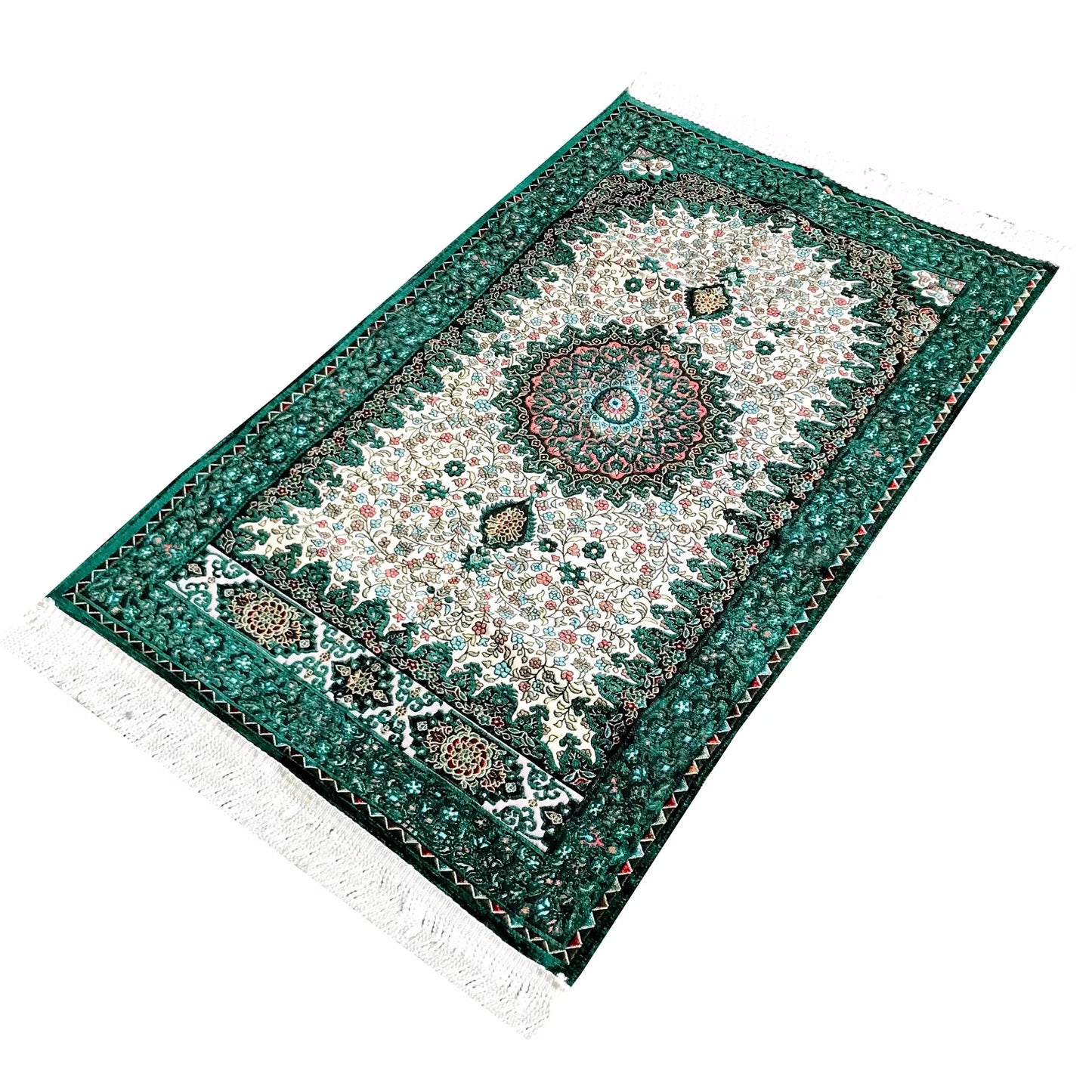 Ottoman Design, Embroidered Floral Prayer Rug with Gift Box
