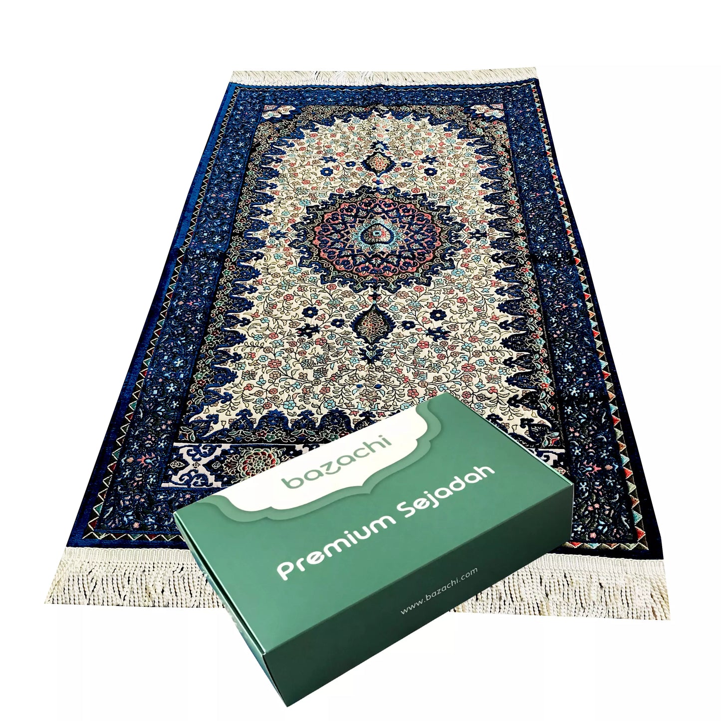 Ottoman Design, Embroidered Floral Prayer Rug with Gift Box