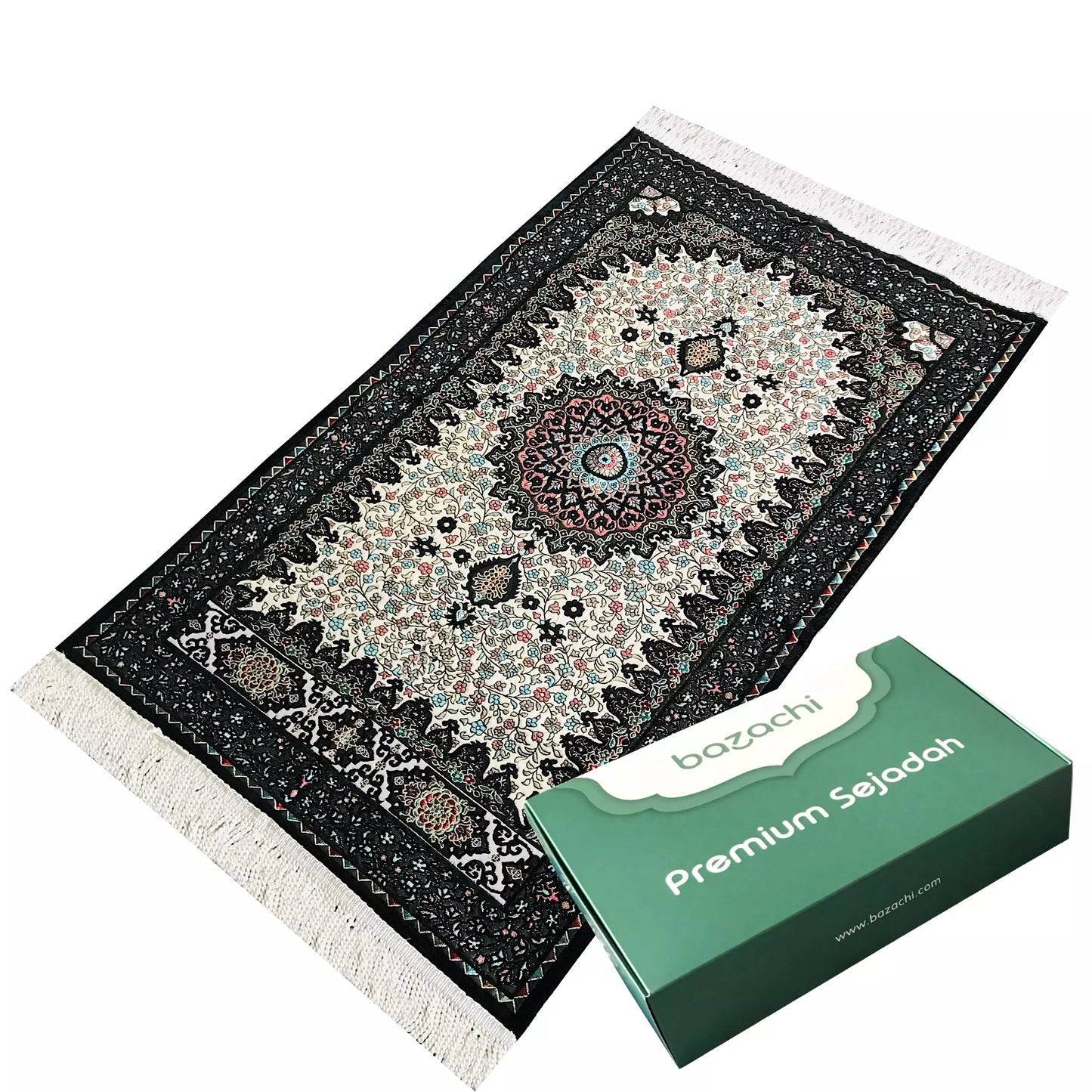 Ottoman Design, Embroidered Floral Prayer Rug with Gift Box