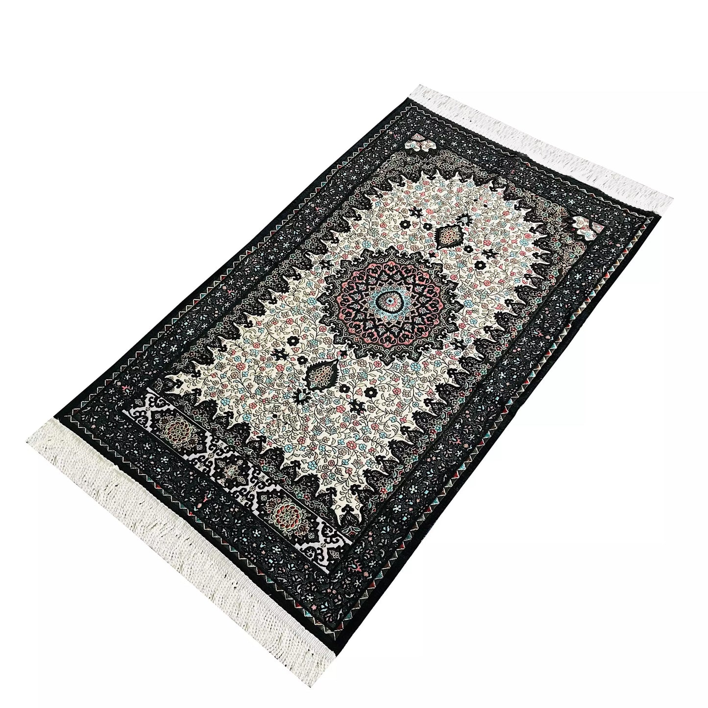 Ottoman Design, Embroidered Floral Prayer Rug with Gift Box