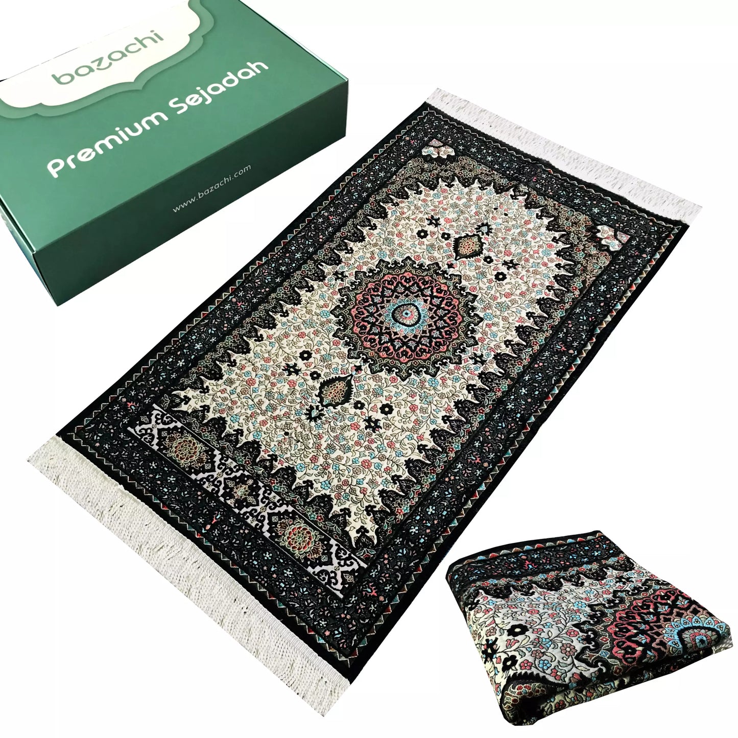 Ottoman Design, Embroidered Floral Prayer Rug with Gift Box