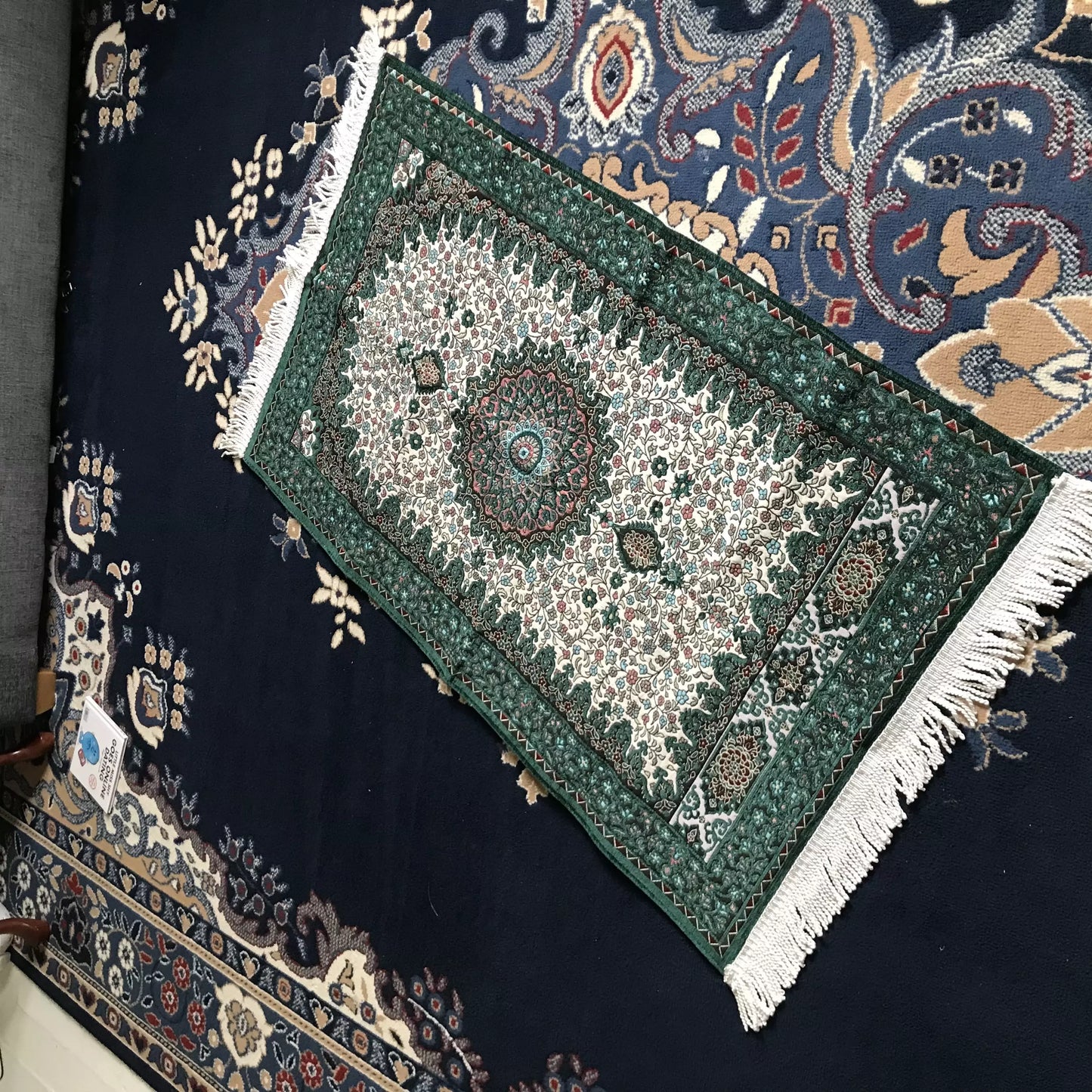 Ottoman Design, Embroidered Floral Prayer Rug with Gift Box