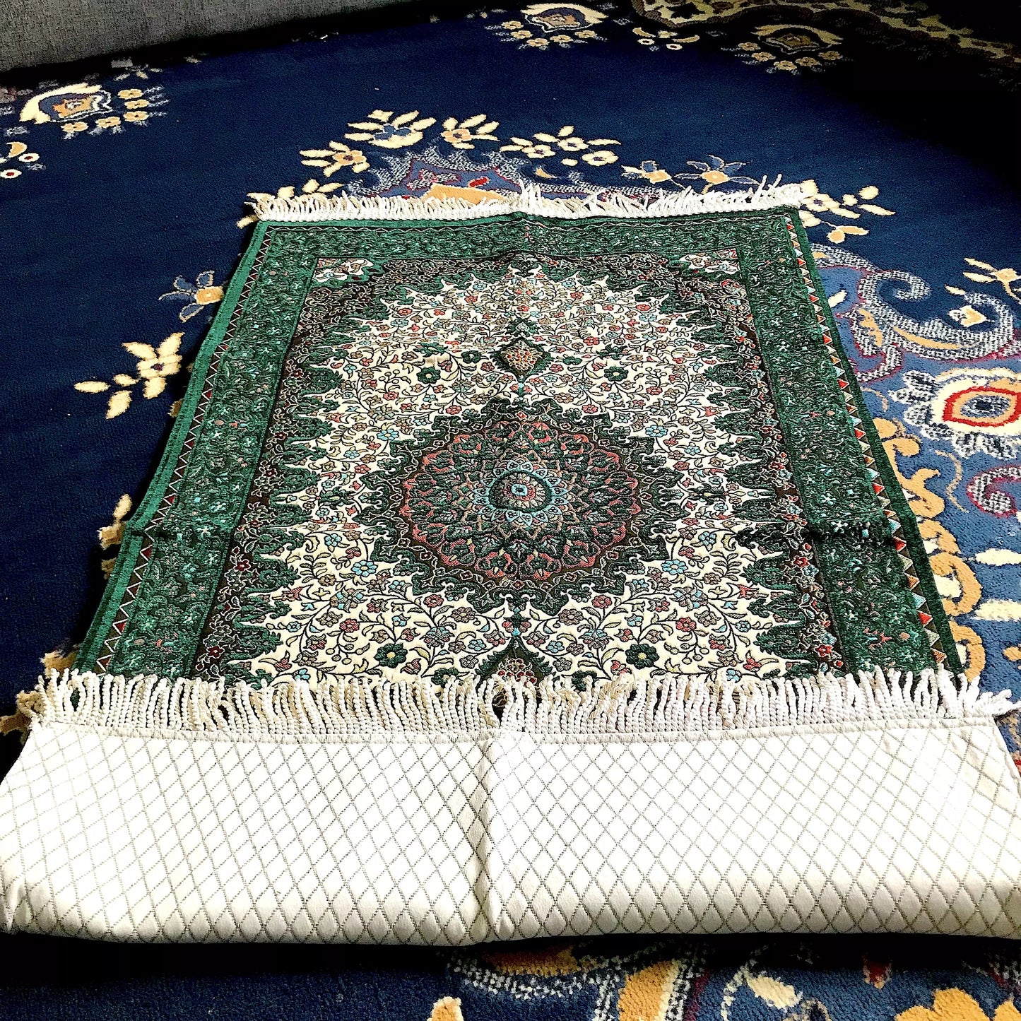 Ottoman Design, Embroidered Floral Prayer Rug with Gift Box