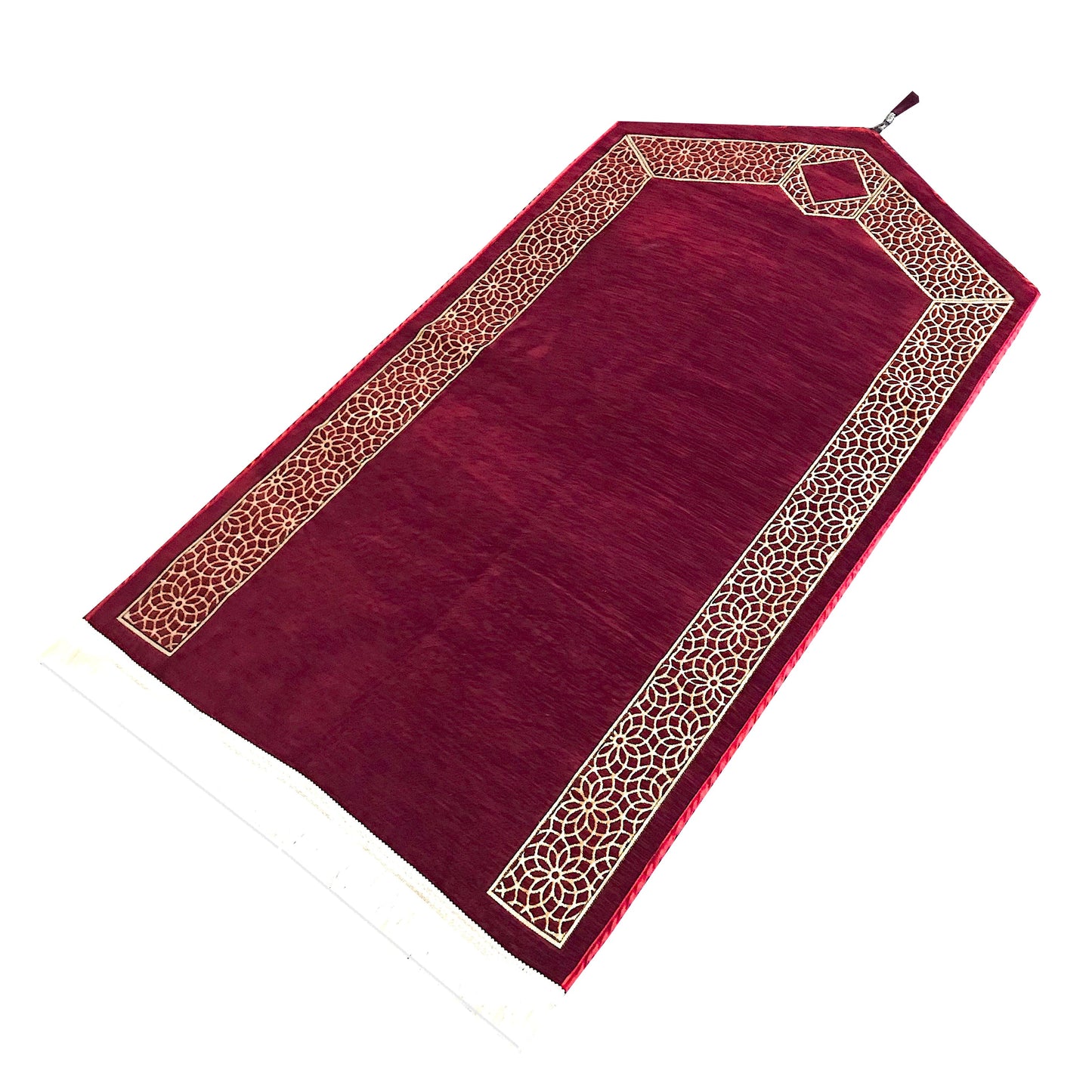 Triangle Design Golde Embroidered Prayer Rug with Beads