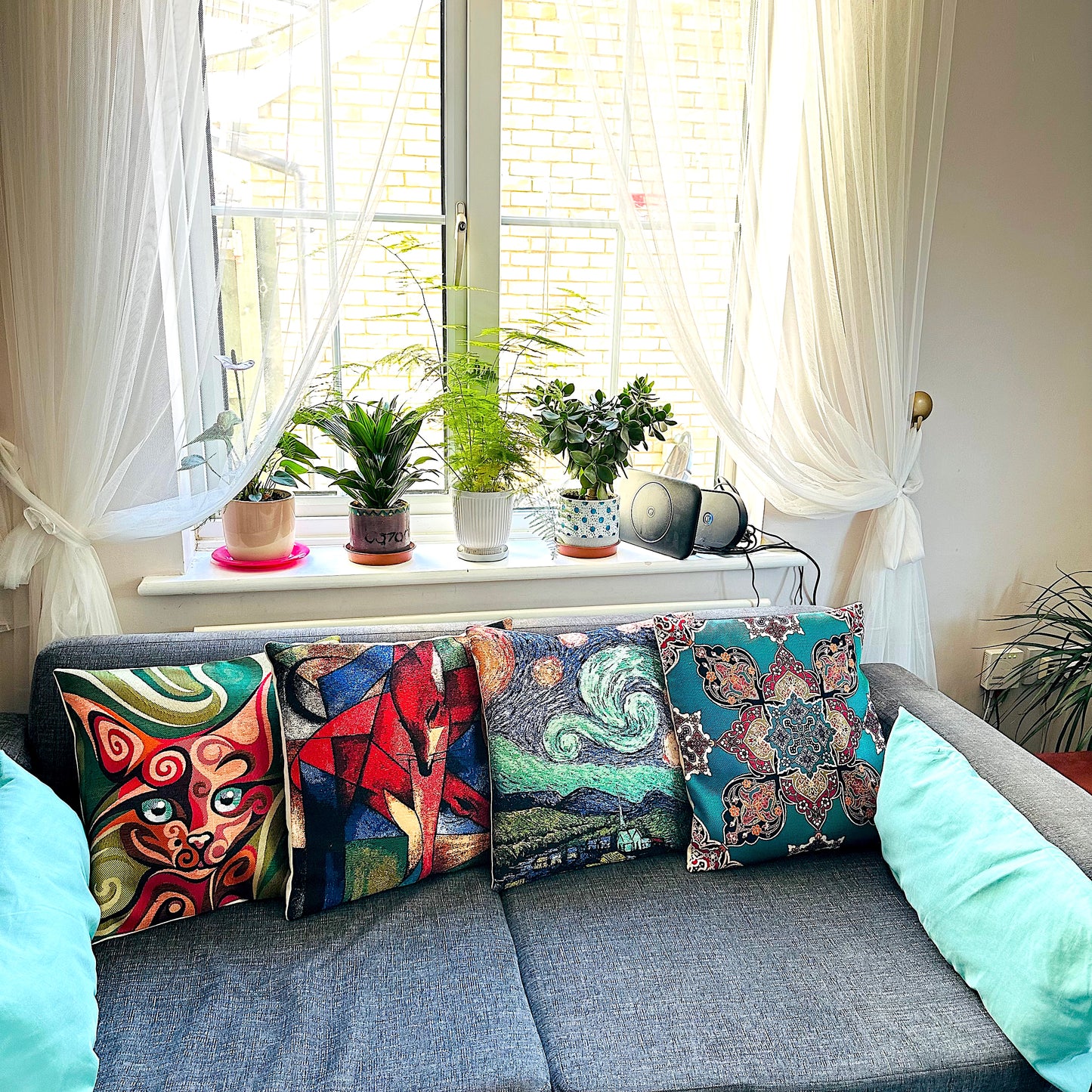 The Starry Night Tapestry Embroidered Cushion Cover (43 x 43 cm)