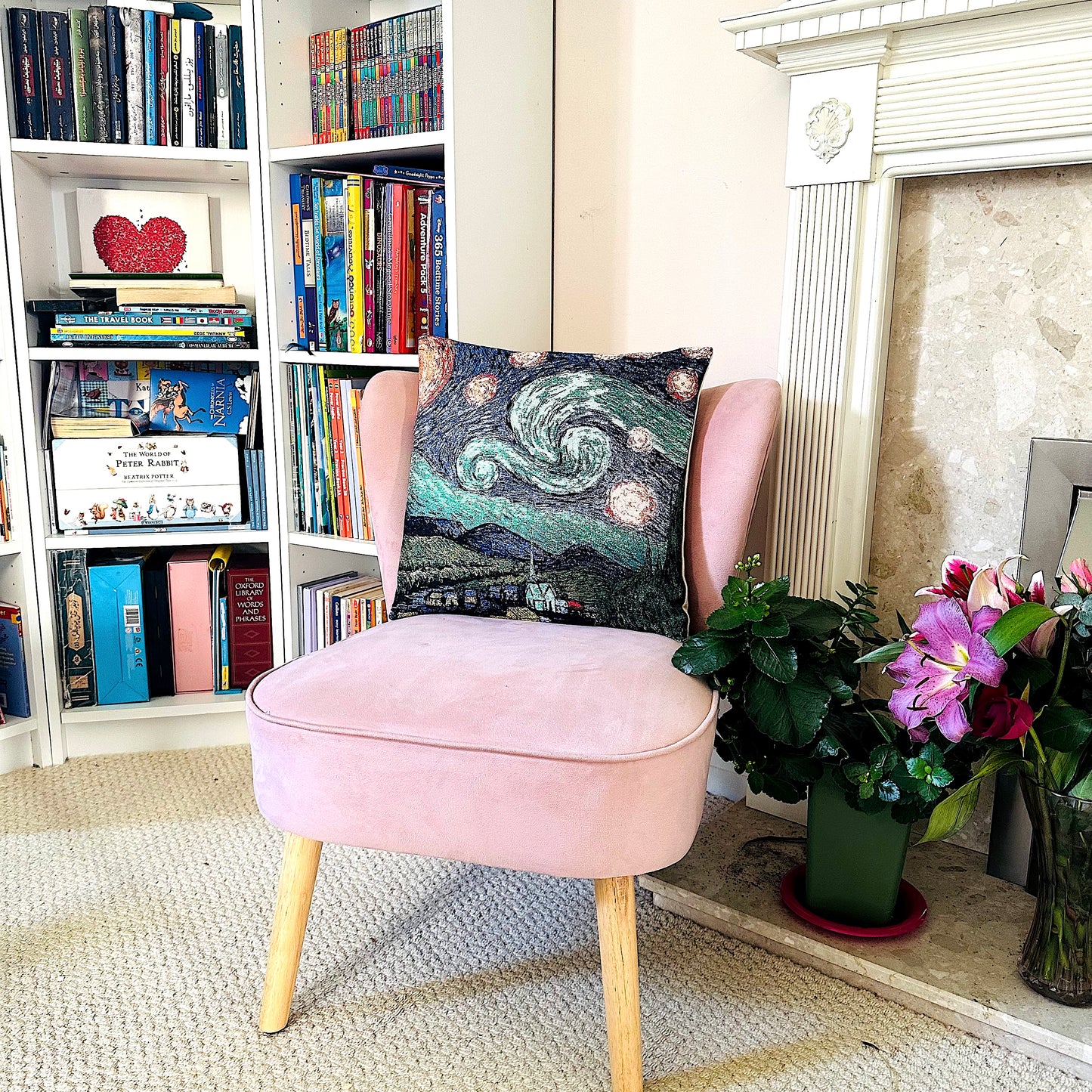 The Starry Night Tapestry Embroidered Cushion Cover (43 x 43 cm)