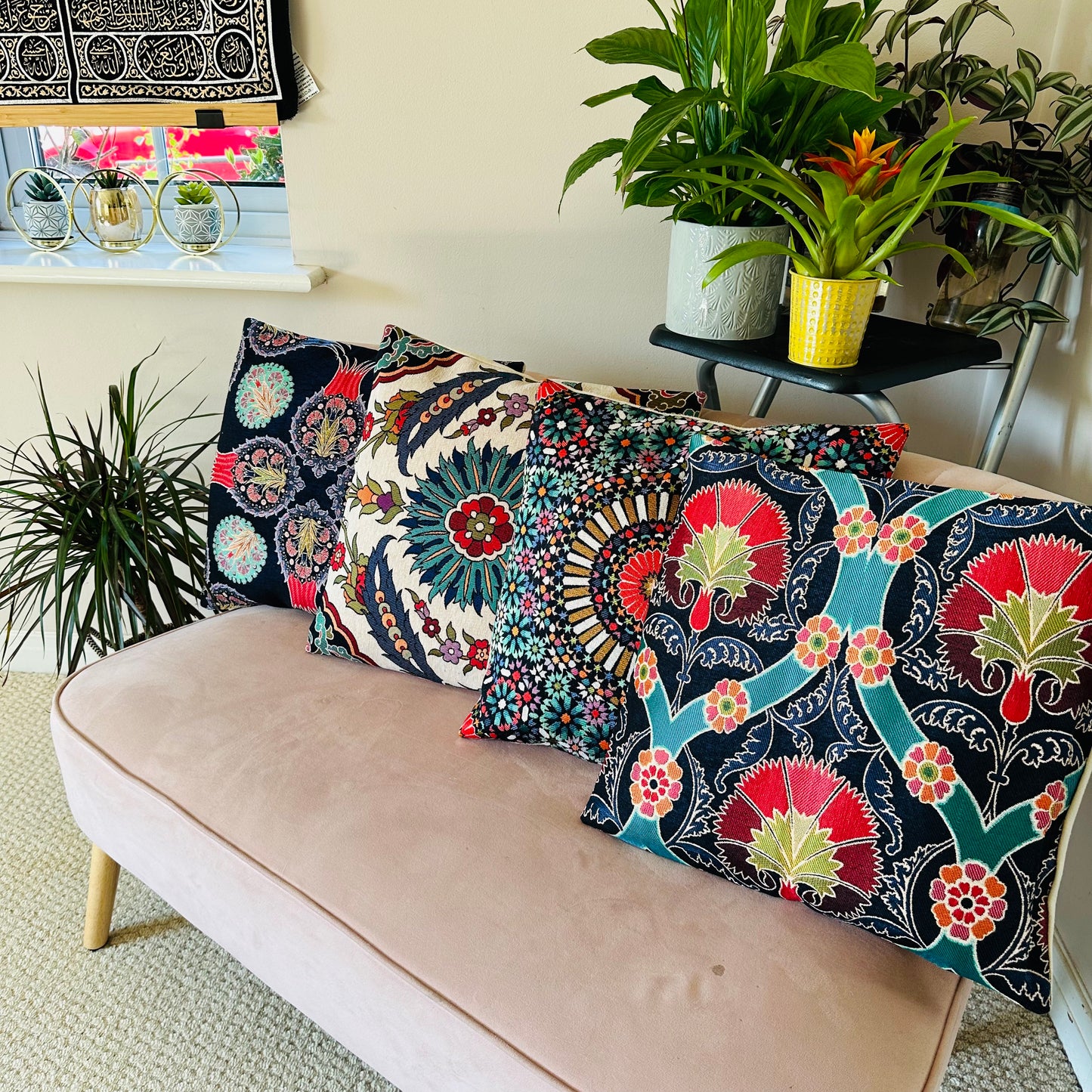 Tapestry Embroidered Cushion Cover - Black (43 x 43 cm)