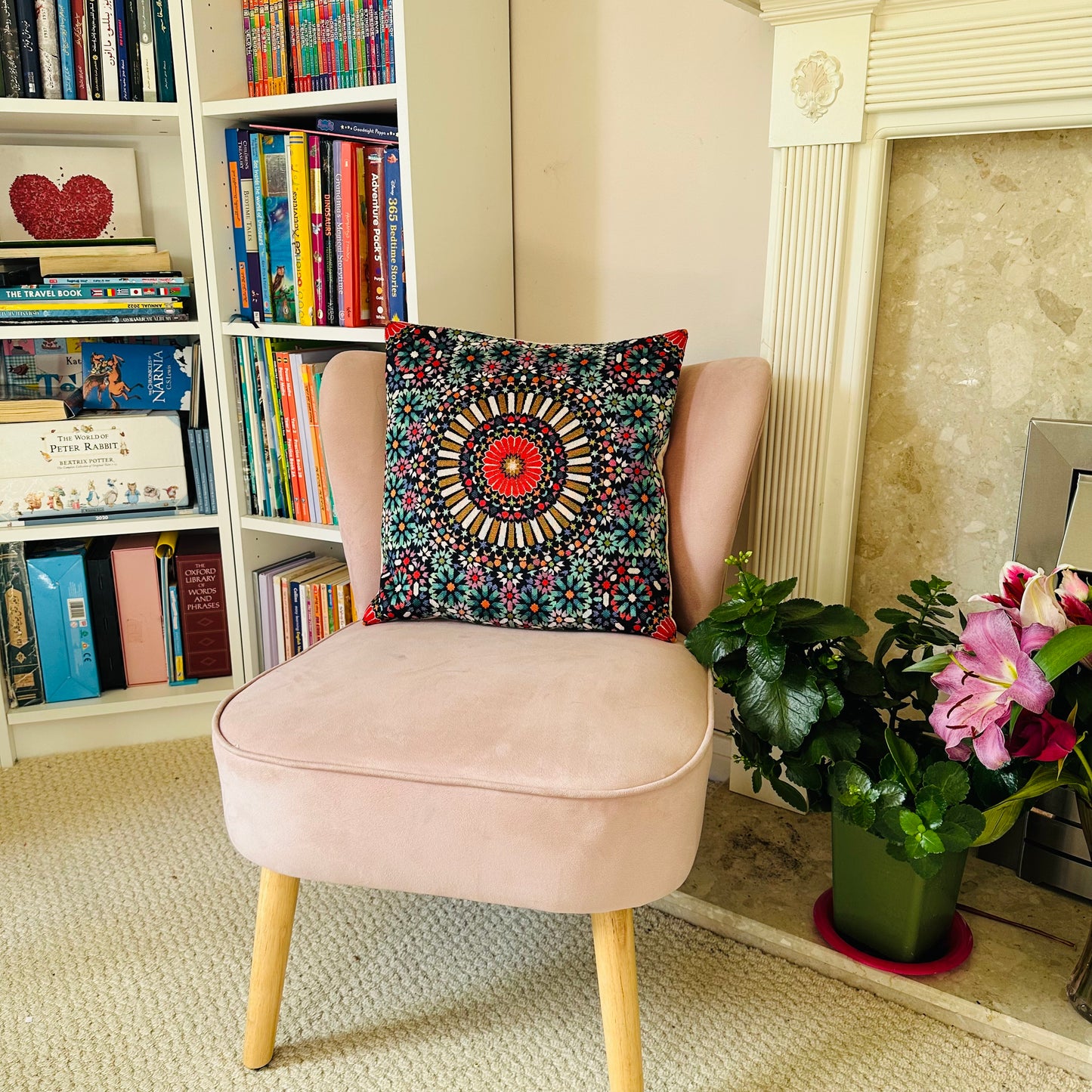Ottoman Design Embroidered Cushion Cover (43 x 43 cm)