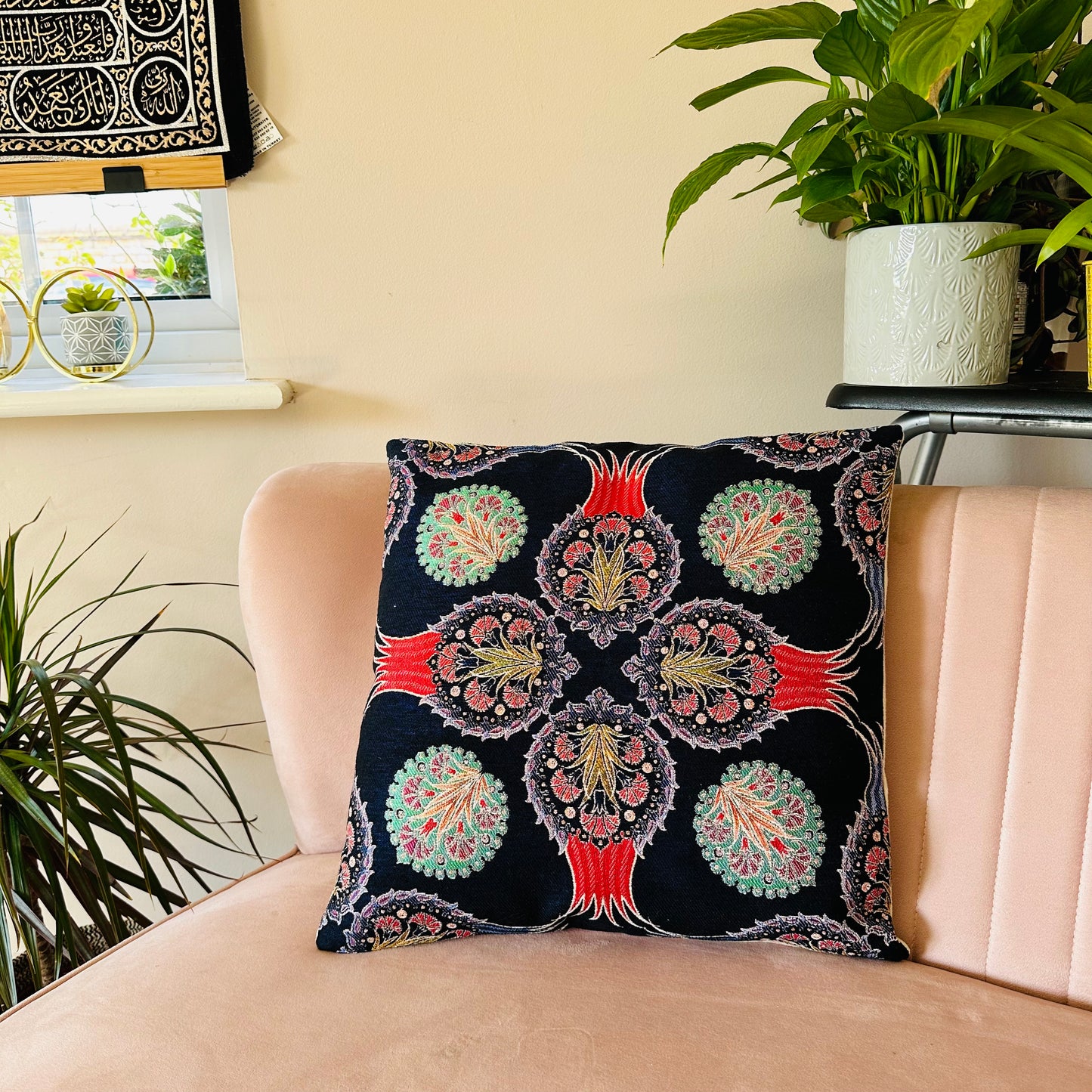 Tapestry Embroidered Cushion Cover - Black (43 x 43 cm)