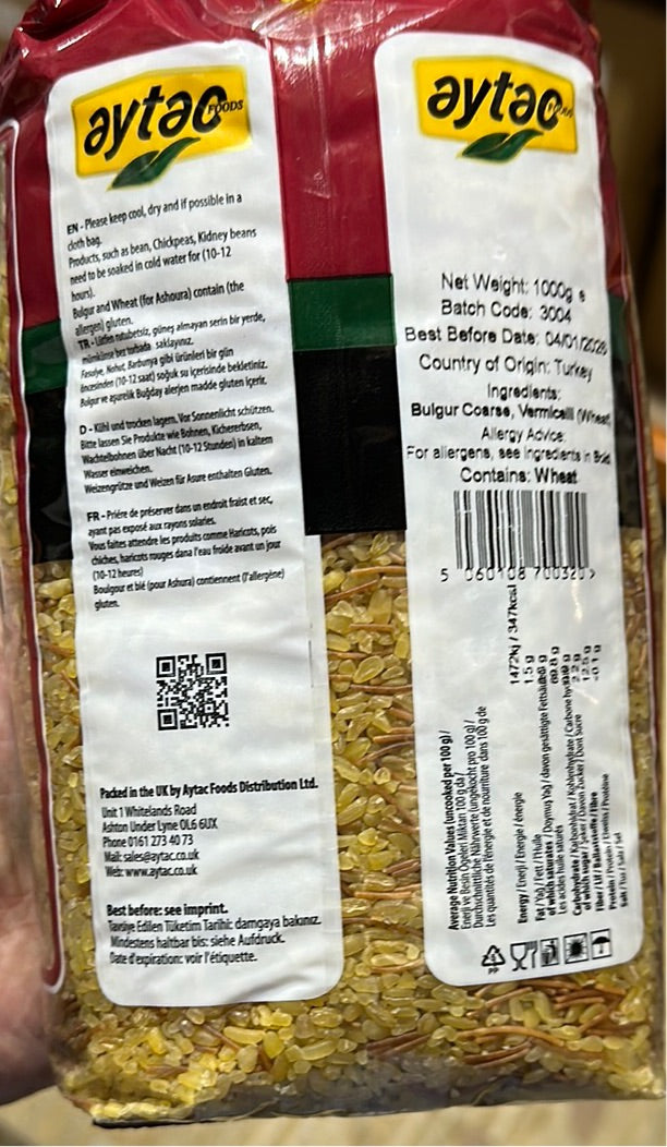 Aytac Premium Quality Bulgur Coarse 1Kg