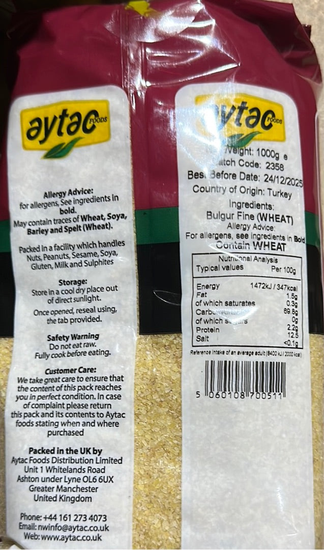 Aytac Premium Quality Bulgur Fine (1KG)