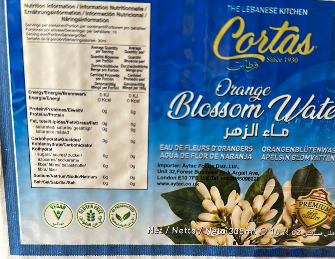 Cortas Gluten Free Orange Blossom Water 500ml