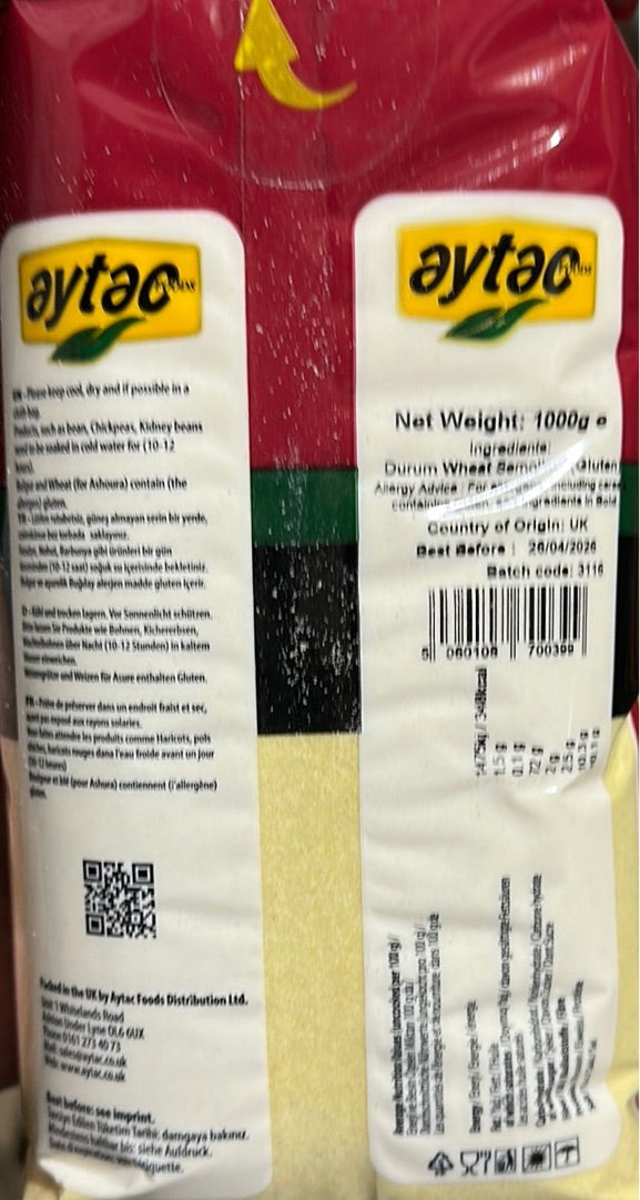 Aytac Premium Quality Semolina Coarse 1Kg