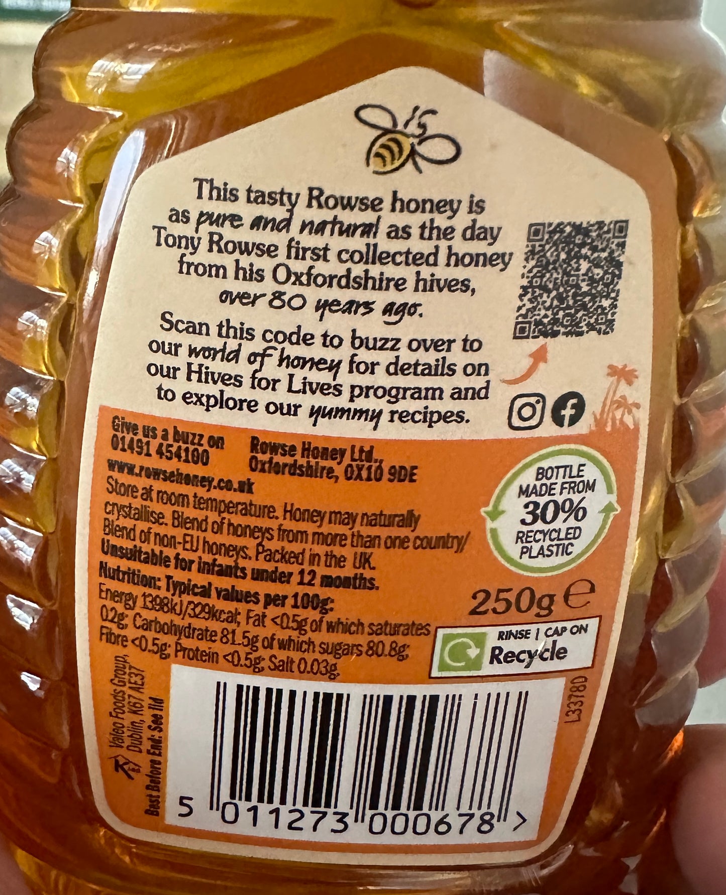 Rowse Original Pure Natural Squeezy Honey 250g