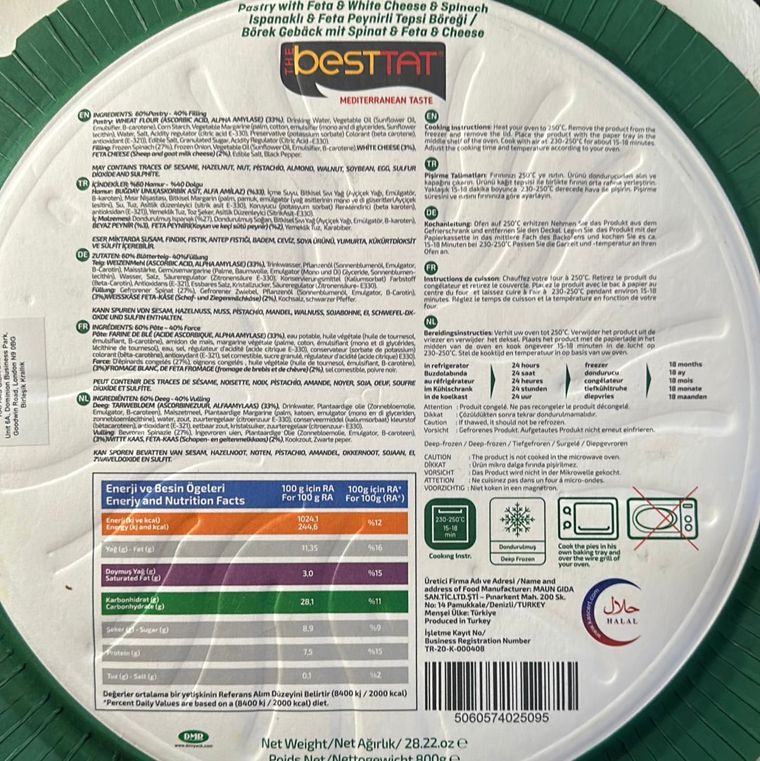 Besstat Feta & White Cheese Pasty (800G) - Halal