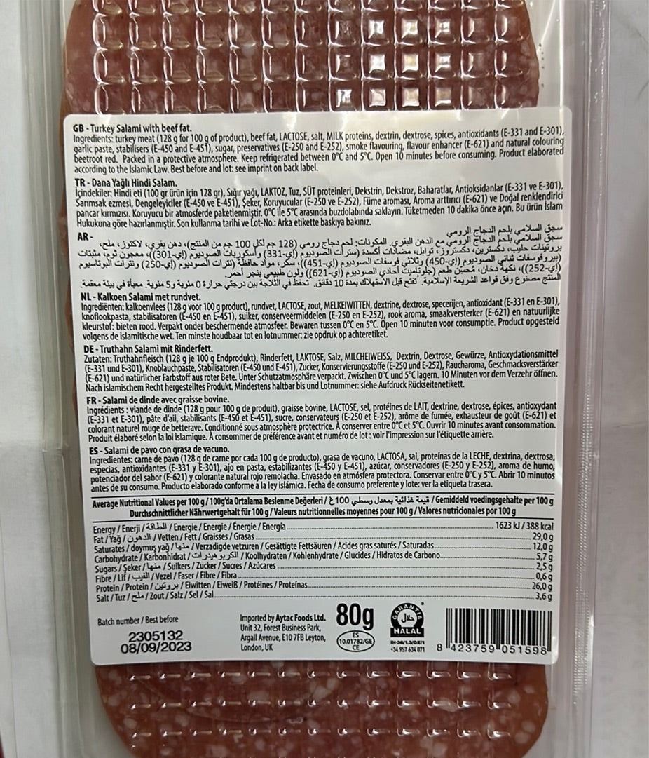 Turkey Salami - Spanish Premium Cured Meat (80)g