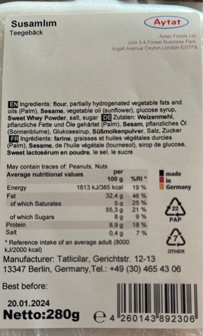 Aytat Susamlim Halal Cookies - Kurabiye (250g)