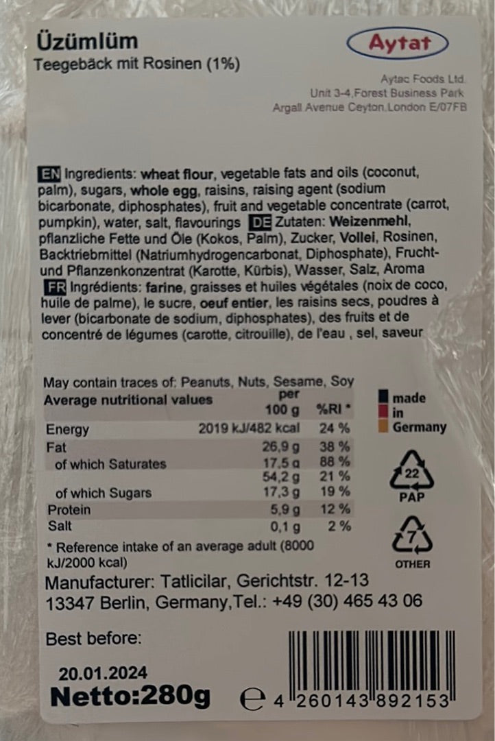 Aytat Uzumlum Halal Cookies - Kurabiye (280G)