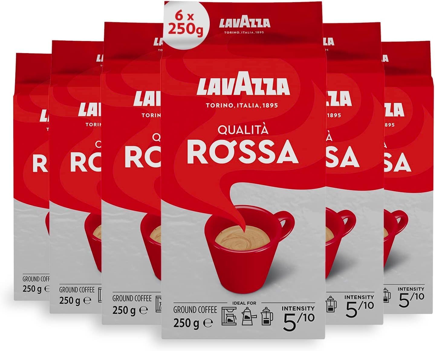 Lavazza Qualità Rossa - Arabica and Robusta Medium Roast Ground Coffee Expresso, 250g