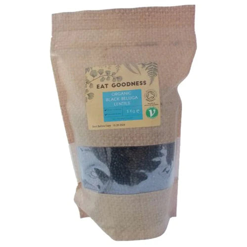 Organic Black Beluga Lentils 1kg GMO Free