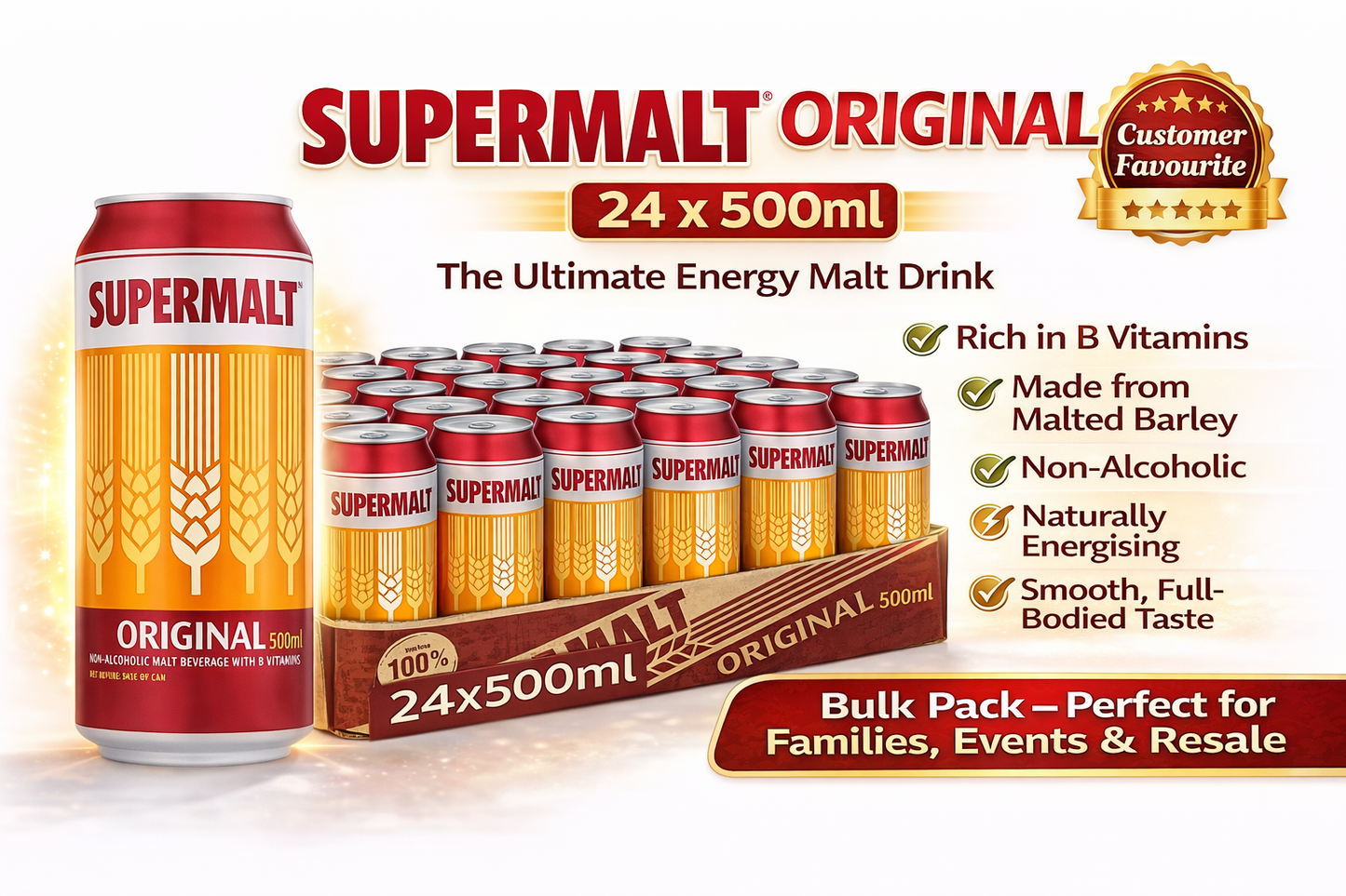 Supermalt Original Non-Alcoholic Malt Drink with B Vitamins, 550ml