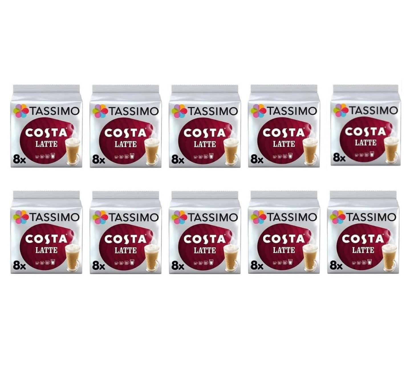 Tassimo Costa Latte Coffee Pods (5 pack), 40 Drinks