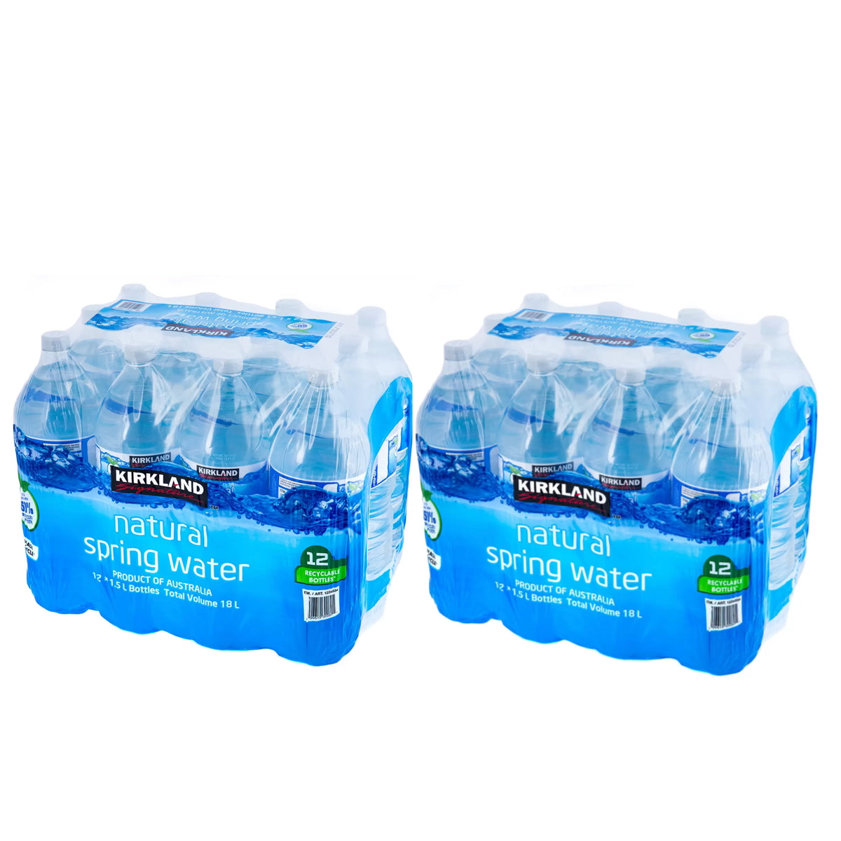 Kirkland Signature Natural Spring Water, 12 x 1.5L Bottles