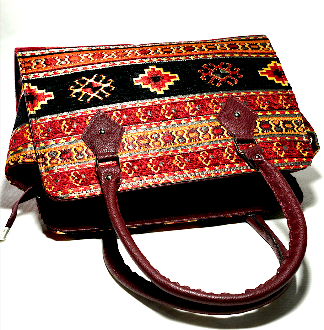 Kilim Fabric Traditional Design Eco- Friendly Handwoven Women's Top-Handle Bag
