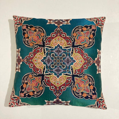 Green Tapestry Embroidered Cushion Cover (43 x 43 cm)