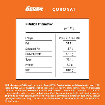 Ulker Cokonat Wafer with Hazelnut, 24x33g