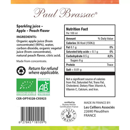 Paul Brassac Organic Sparkling Fruit Juice, 3x750ml