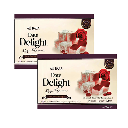 Ali Baba Date Turkish Delight with Rose - Zero Added Sugar  (Gul Aromali Lokum) 150 g