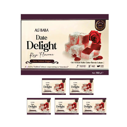 Ali Baba Date Turkish Delight with Rose - Zero Added Sugar  (Gul Aromali Lokum) 150 g