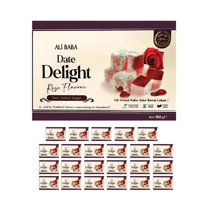 Ali Baba Date Turkish Delight with Rose - Zero Added Sugar  (Gul Aromali Lokum) 150 g