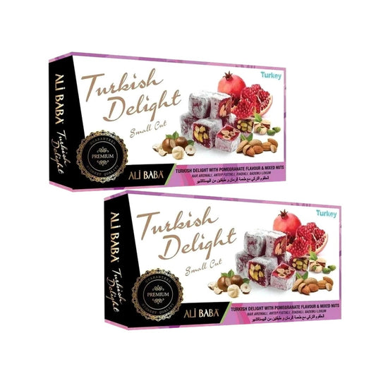 Ali Baba Turkish Delight with Pomegranate Flavour & Mixed Nuts (Nar Aromali Karisik Lokum) 350g