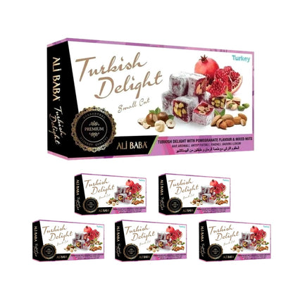 Ali Baba Turkish Delight with Pomegranate Flavour & Mixed Nuts (Nar Aromali Karisik Lokum) 350g