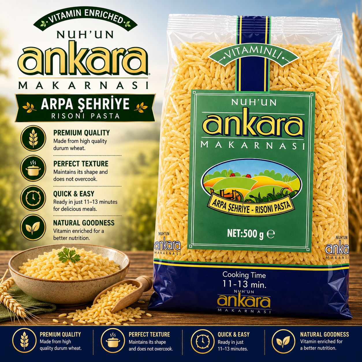 Ankara Makarnasi Risoni Pasta (Arpa Sehriye)  500g