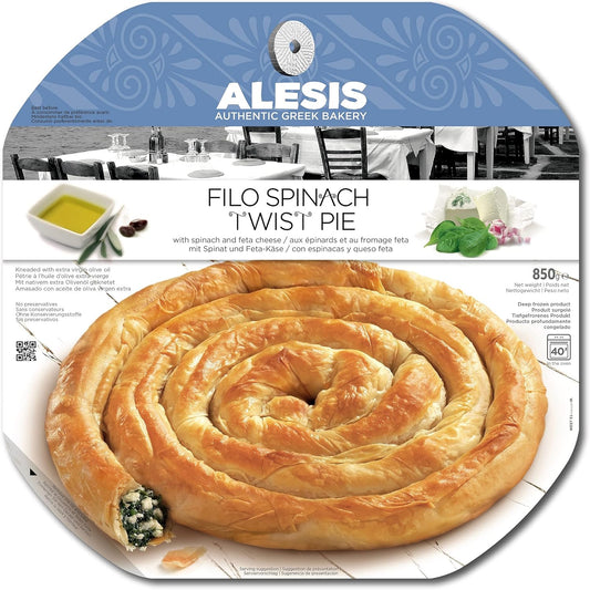 Alesis Greek Filo Twist Pie With Spinach & Feta Cheese, 850g