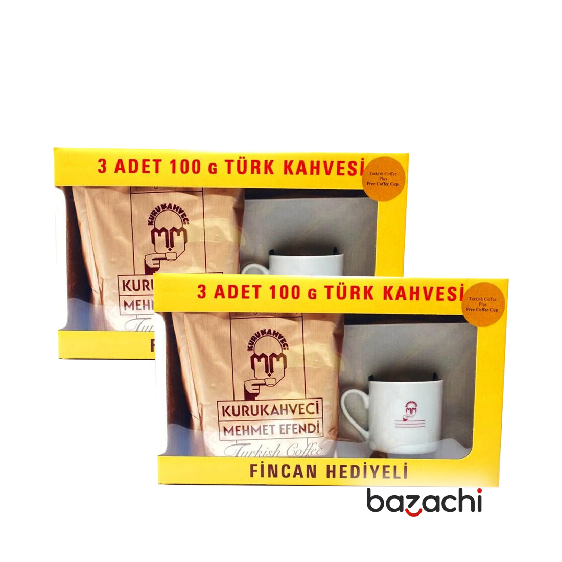 Kuru Kahveci Mehmet Efendi Original Turkish Coffee 3x 100gr with Coffee Pot Gift Box