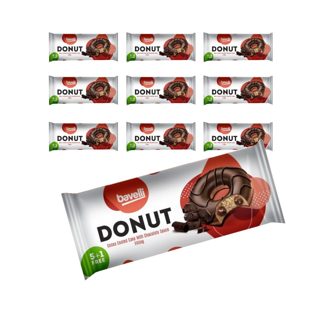 Bavelli Chocolate Glazed Donuts with Chocolate Cream Filling 240g