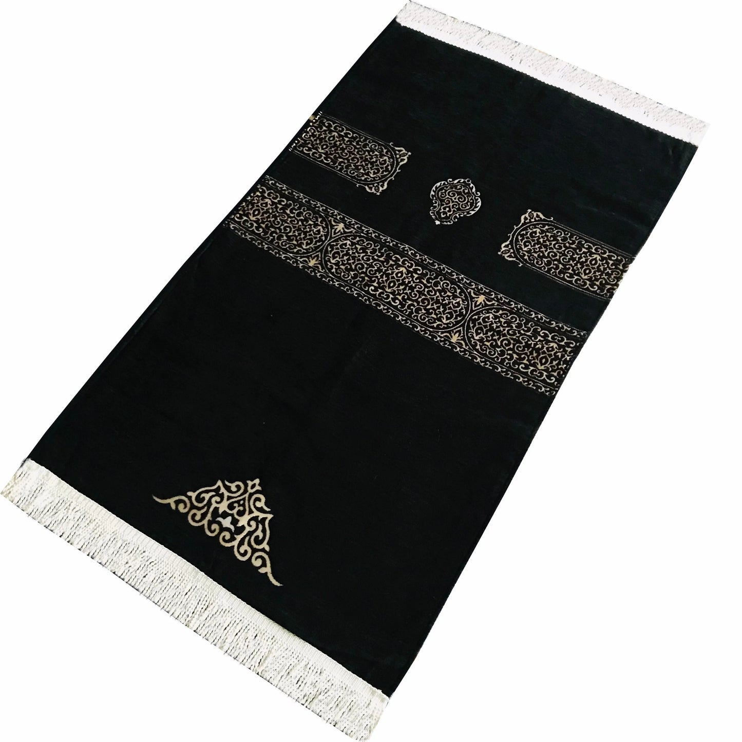 Kaaba Patterned Lined Prayer Rug  with Gift Bag 750g