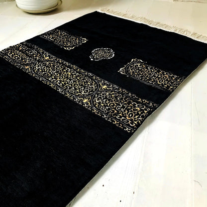 Kaaba Patterned Lined Prayer Rug  with Gift Bag 750g