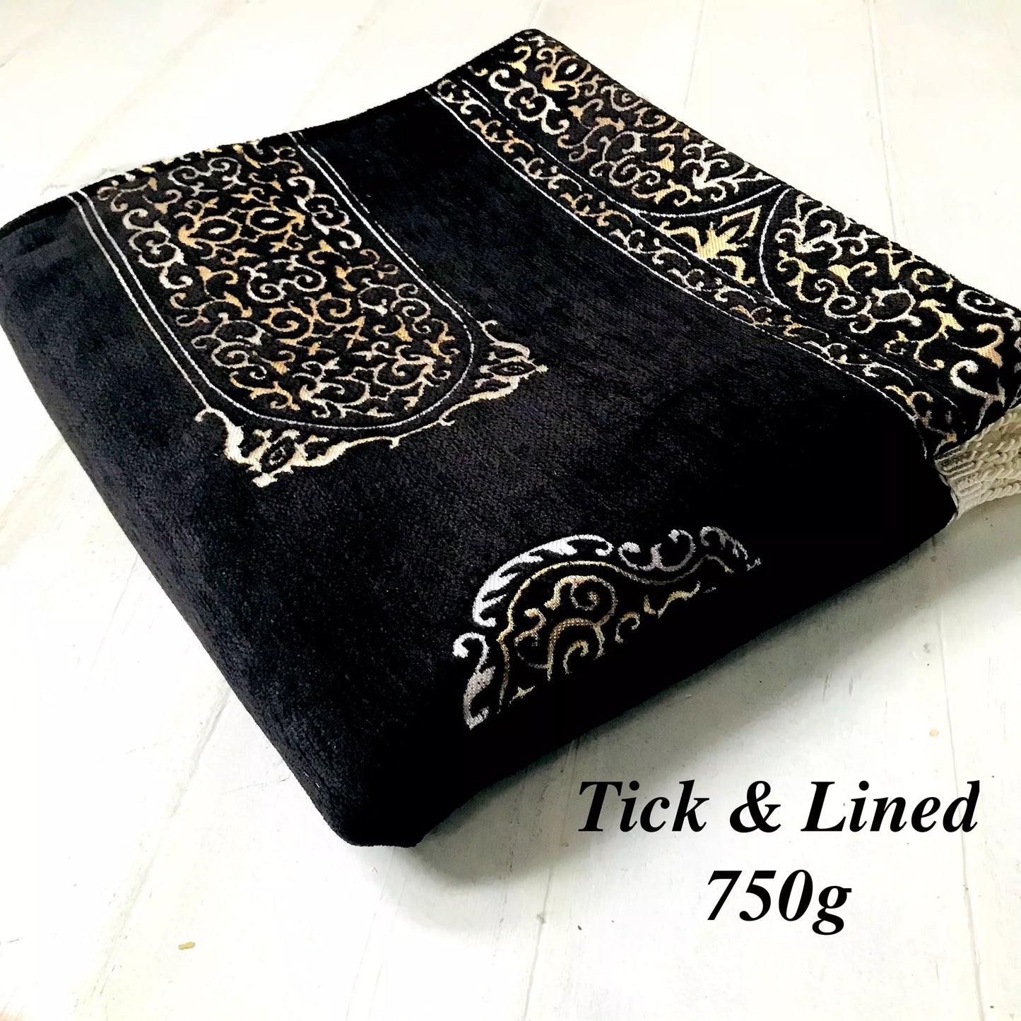 Kaaba Patterned, Lined Prayer Rug with Gift Bag