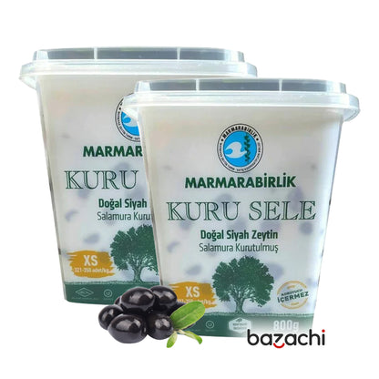 Marmarabirlik  Kuru Sele Natural Black Olives Green 800g-(321-350pcs)