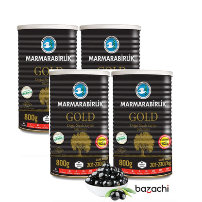 Marmarabirlik Salamura gold Natural Black Olives in Tin,  800g- XL