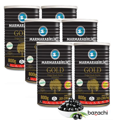 Marmarabirlik Salamura gold Natural Black Olives in Tin,  800g- XL