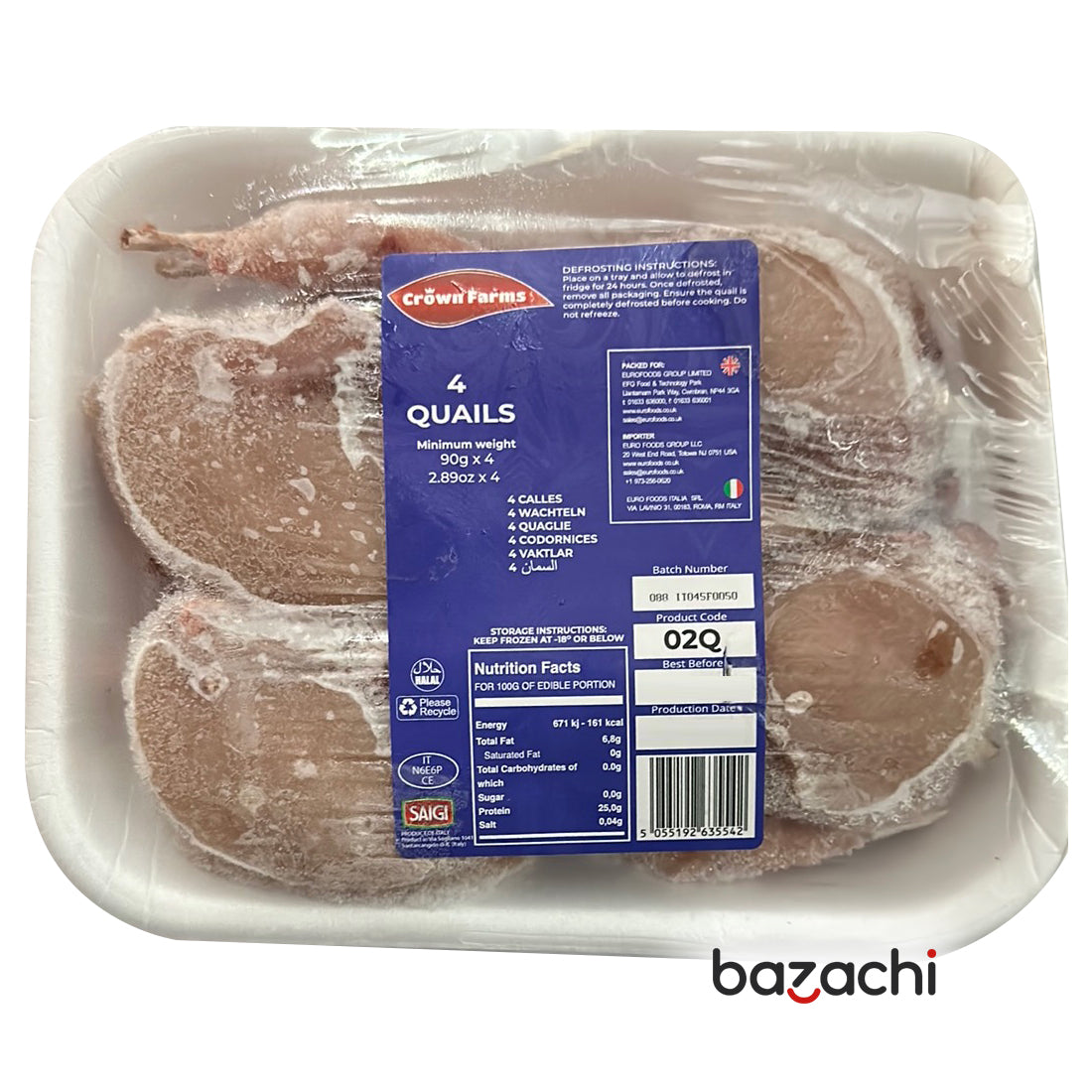Frozen Skinless Quails (Halal)- 4 x 90g